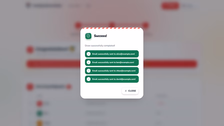 Ventana de éxito que confirma el envío de todos los correos